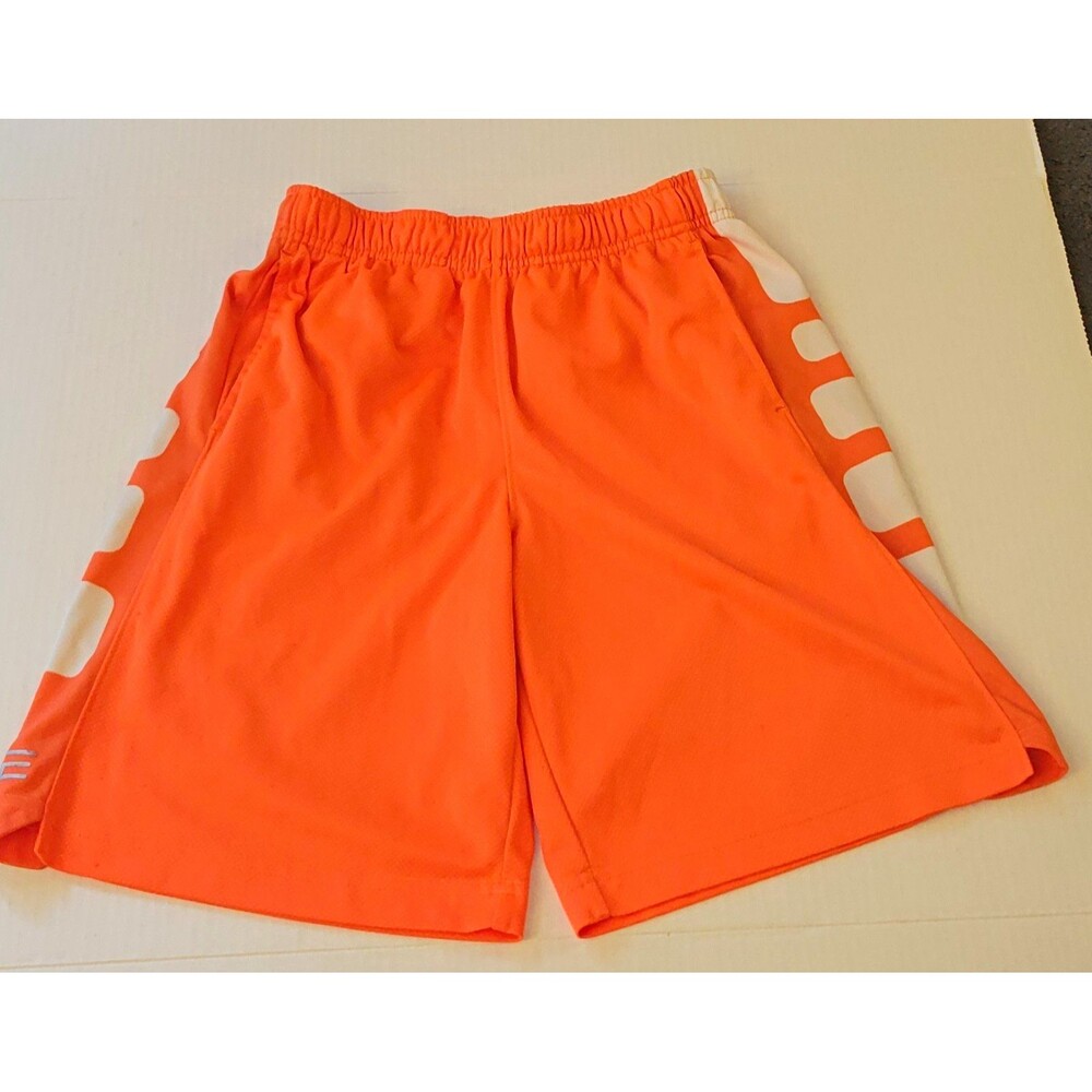 Nike Dri-FIT Kids Orange Solid Knit Shorts Size S Drawstring Elastic Waist